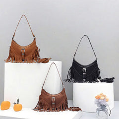 Hnewly New Fashion Suede Tassel Underarm Bag Women High Quality Retro Handbags Lady Travel Shopping Shoulder Messenger Bag