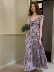 Hnewly Summer 2 Piece Skirt Sets Women Casual Sleeveless Blouse + Print Midi Skirt French Vintage Evening Party Elegant Suits