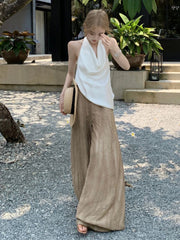 Hnewly Summer Casual Sleeveless Blouse Women Casual Camisole y2k Crop Top Loose Sexy Office Lady Style Clothing Korean Fashion