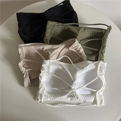 Hnewly Seamless Tube Top Ice Silk Sexy Wrap Chest For Women Push Up Bras Strapless Underwear Solid Color Bralette Lingerie