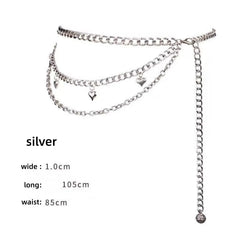 Hnewly 1pc New Multi-Layer Love Heart Waist Chain, Metal Chain Vintage Y2K Waist Accessory for Women
