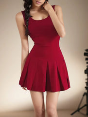 Hnewly Summer Sexy Mini Dress Women Club Party New Y2K Backless Lace Up Slim Fit Spicy Girl Pleated Dresses A-line short Skirt