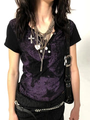 Hnewly Millennium Hot Chick Slimming T-shirt New Summer Subculture Printing Punk Dirty Short Sleeve Tees V-neck Pullover Women Tops