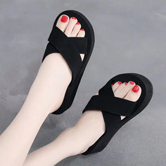 Hnewly Slides Non Slip Women's Slippers And Ladies Sandals Platform Thick Shoes Flip Flops With Novelties Clappers Korea Style 39