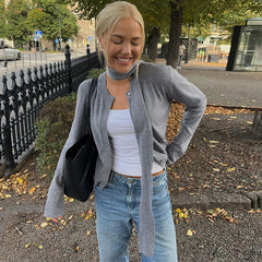 Hnewly Fashion Scarf Sweater Cardigan Women Long Sleeve Solid Buttons Slim Knitted Coat Autumn New Leisure Knit Cardigan female