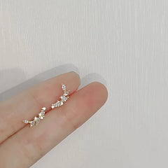 Hnewly Korea Exquisite Curved Shiny Zircon Wheat Stud Earrings for Women Sweet Romantic Wedding Pendiente Plata Jewelry