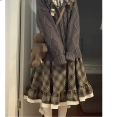 Hnewly cute winter outfits Autumn Winter Two-piece Set/single Piece Women Vintage Temperament High-grade Dress Sweater Coat Cinjunto De Dos Piezas Mujer