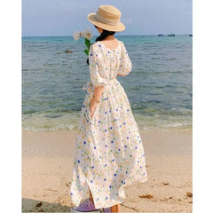 Hnewly Fashion Age-reducing Foreign Style Dress Vacation Design Sense Niche First Love Skirt French Temperament Polka Dot Long Dress