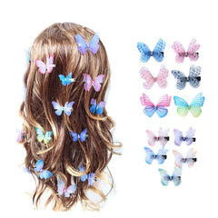Hnewly 5PCS New Cute Princess Mesh Double-layer Butterfly Lovely Girls Hairpins Children Headwear Hairgrip Hair Clips Hair Accessories