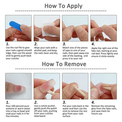 Hnewly 24Pcs Short False Nail Pure Color Round Head Fake Nail Patch Wearable Full Cover DIY Manicure Tool Set Press On Nail Tips