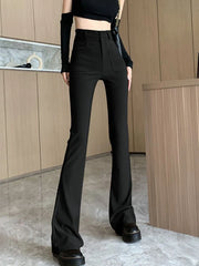 Hnewly Flare Pants Women Slim Casual Sexy Streetwear Basic Solid Spring Chic All-match Korean Style Fashion Soft Ins High Waist Females