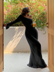 Hnewly Backless Long Sleeve See-Through Cover Up Dress For Vacation