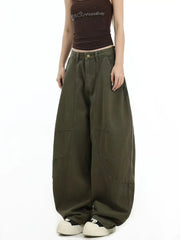 Hnewly Y2K American Retro Cargo Jeans Women High Waist Streetwear Loose Wide Leg Denim Pants Bf Hip Hop All Match Straight Pants New