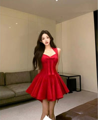 Hnewly Woman Dress Bow V Neck Sleeveless Slim Square Collar Summer Fashion Sexy Elegant Mini Dresses Party Clubwear Backless