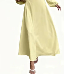 Hnewly Autumn/winter Square Neck Long Sleeve Maxi Dress with Ruched Detail for Women, Vacation Long Sleeved Dress