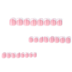 Lunivop 24pcs French White Nails Acrylic Press on With Design Short Square False Nails with Charms Stripe Simple Nail Tips Wholesale
