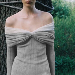 Hnewly Sexy Elegant Off Shoulder A-line Long Sleeve Mini Dress 2025 Summer Dress Women 50% Off Hot Sale Limited Time Offer