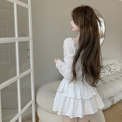 Hnewly DRESS TO IMPRESS Spring Vintage Fairy Dress Women Sexy Korean Fashion Design Y2k Dress Female Kawaii V-neck Slim Elegant Mini Party Dresses