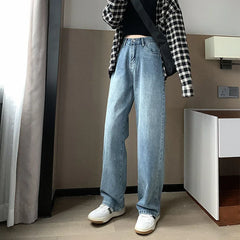 Hnewly Women's High Waist Wide Leg Jeans Summer Thin Vintage Straight Leg Pants Fashionable Floor Mopping Jeans