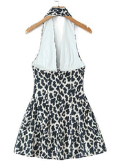 Lunivop Sexy backless leopard print summer dress women elegant short evening party dresses woman pink folds birthday dress vestidos