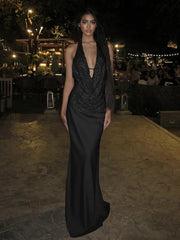 Hnewly Sexy 2-Piece Set Women Y2K Swing Collar Arabesques Backless Tops+Smooth Skirts Vacation Beach Party Matching Suits