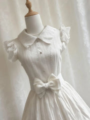 Lunivop Summer Korean Sweet Preppy Dress Women Slim Lace Bow Lapel Mini Dress Harajuku Fresh Gentle Fashion Vintage Elegant Outfit