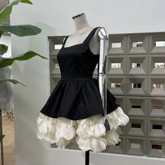 Hnewly Fashion Patchwork Dress Women's Square Collar Sleeveless Casual A Line Dresses 2025 Summer New Tide