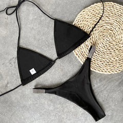 Hnewly Halter Jewelled Sequins Diamond Bikini Women Swimsuit Female Swimwear Two Pieces Bikini Set Mini Micro Bathing Suit Swim Lady