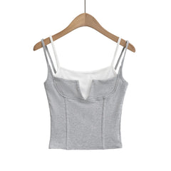 Hnewly y2k clothes crop top women tanks & camis cute top pink korean fashion tops for women fake 2 pieces black halter top Summer