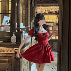 Hnewly new trend inspo Spring Summer New Fashion Elegant Square Neckline Short Sleeved Casual Fashion Versatile Western Slim Fit Clothing Women Dresses