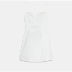 Hnewly Sexy Satin Bow Short Sling Dress Women Sleeveless Backless A-line Female Party Dresses Autumn Lady Solid Ball Gowns