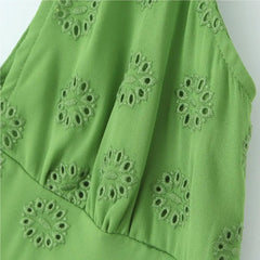 Hnewly Solid mini dresses Summer outfit one pieces sexy green dresses for women tank dress v neck luxury party dresses embroideryed