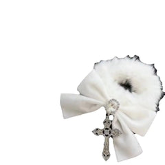 Hnewly 1PC Star Candy Autumn & Winter New Arrival, Japanese Dolly Kei Mass-Produced Style Plush & Exquisite Velvet Bow Hair Tie, Black