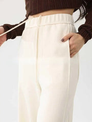 Hnewly Wide Leg Pants High Waisted Womens Fall Pleated Vertical Trackpants Tailored Minimalist Classical Adult Detail Trousers Oversize