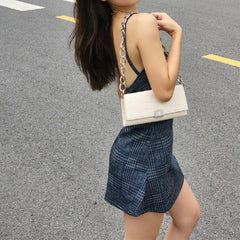 Hnewly Casual Plaid Print Sleeveless Mini Dress Y2K Fashion Spaghetti Straps Backless Dresses Summer Sexy Women Slim Sundress