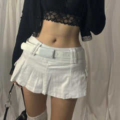 Hnewly Goth Pastel Micro Skirts Low Rise Black Pocket Patchwork A-Line Skirt Aesthetic Outfit Vintage Harajuku Streetwear Style y2k