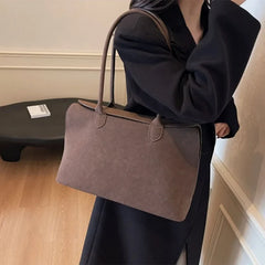 Lunivop Classic Faux Suede Handbags Women England Style Elegant Shoulder Bags Big Solid Designer Casual Totes Lady Retro Female Packages