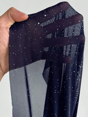 Hnewly New Plus Size Sexy Deep V-Neck Mesh sequins A-line Hem Stitching Lining Dress Retro Flared Sleeve High Slit Skirt Evening Dress