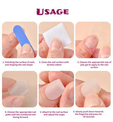 Hnewly French Handmade Manicure Medium Almond Fake Nails Elegant & Minimalist Nails Press On Nails Design with Adhesive Nail File Set