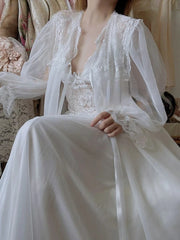 Hnewly Autumn White Fairy Vintage Sweet Dress Women Mesh Lace Sexy Casual Korean Dress Female Patchwork Designer Princess Dresses