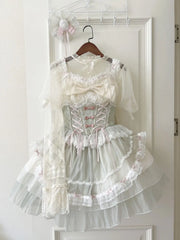 Hnewly Japanese Victorian Lolita Princess Dress Women Elegant Bow Lace Mesh Evening Party Flower Wedding Dresses Girls Sweet Vestidos