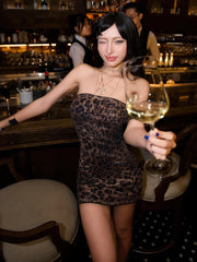 Hnewly Cutenew Wild Sequin Leopard Dress Women Sexy Sleeveless Coquette Midnight Party Club Streetwear Chic Hottie Peach Hip Bodycon