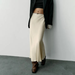 Hnewly Women Satin Skirt High Waist Midi Skirt Stylish Long Skirts For Women Fashion Chic And Elegant Woman Skirt Streetwear