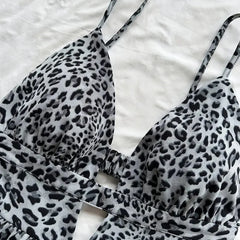 Hnewly Retro Leopard Printed Camis Dress Women Summer Sexy Hollow Out Sleeveless Mini Dress Harajuku Bohemian Beach Vacation Vestidos