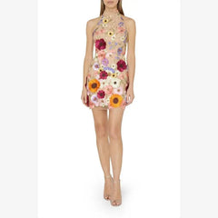 Lunivop Embroidered Floral Dress Slim Fit Dress for Women Short Ball Gown Style Casual Party Wear Spring Collection