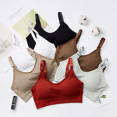 Hnewly Tube Tops for Women's Seamless Solid Color U Back Women's Underwear Crop Top Sports Tank Tops Bottoming Bra with Chest Pad Top