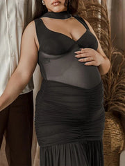 Hnewly Maternity Dress Photoshoot Black Sheer Mesh Pregnancy Gown Long Maxi Outfit Maternity Studio Photography Photo Shoot Clothes