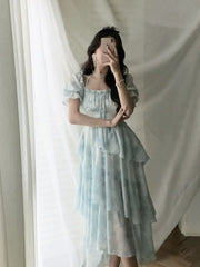 Hnewly Irregular Chiffon Summer New Style Slim Floral Dress