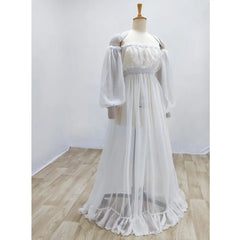  Hnewly Elegant Bridal Chiffon Maternity Dresses Sexy Transparent Long Sleeves Dress Photo Shoot Photography Dress For Women