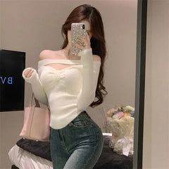 Hnewly trashy outfits Spring Elegant Pullover Women Casual Solid Korean Style Long Sleeve Knitted Sweater Sweet Soft Sweater Female Y2K Crop Tops
